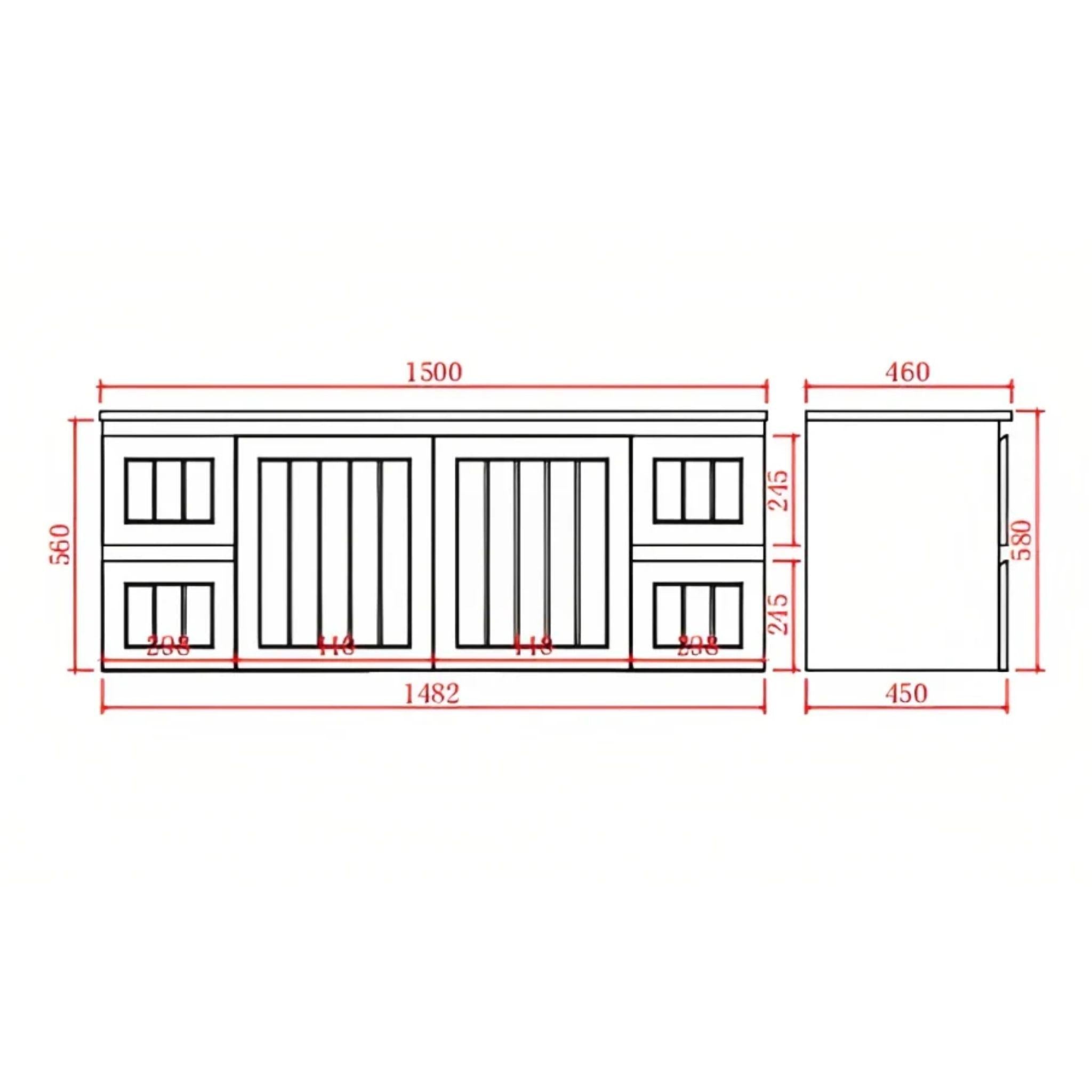 CETO ACACIA SHAKER MATTE WHITE 1500MM SINGLE BOWL WALL HUNG VANITY