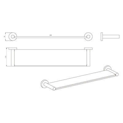 AMOZA SHOWER SHELF BRUSHED COPPER