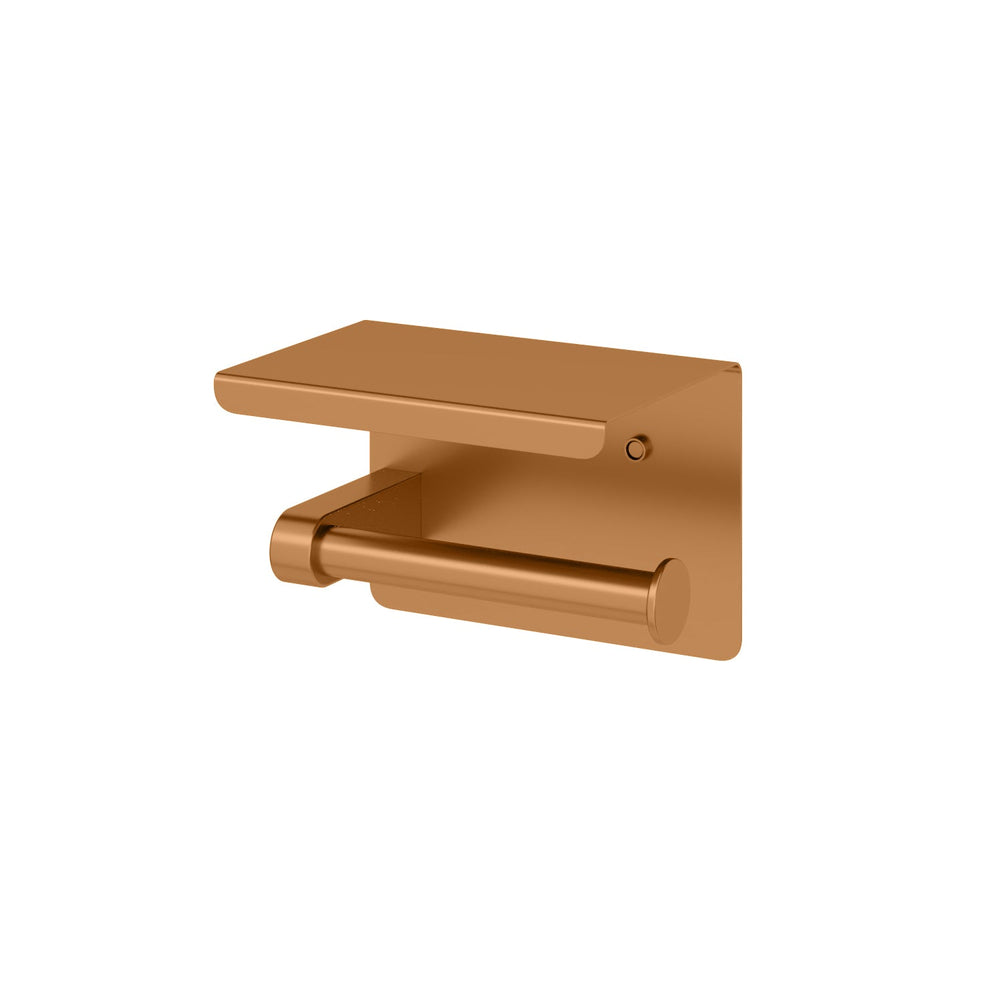 AMOZA TOILET ROLL HOLDER WITH SHELF 140MM BRUSHED COPPER