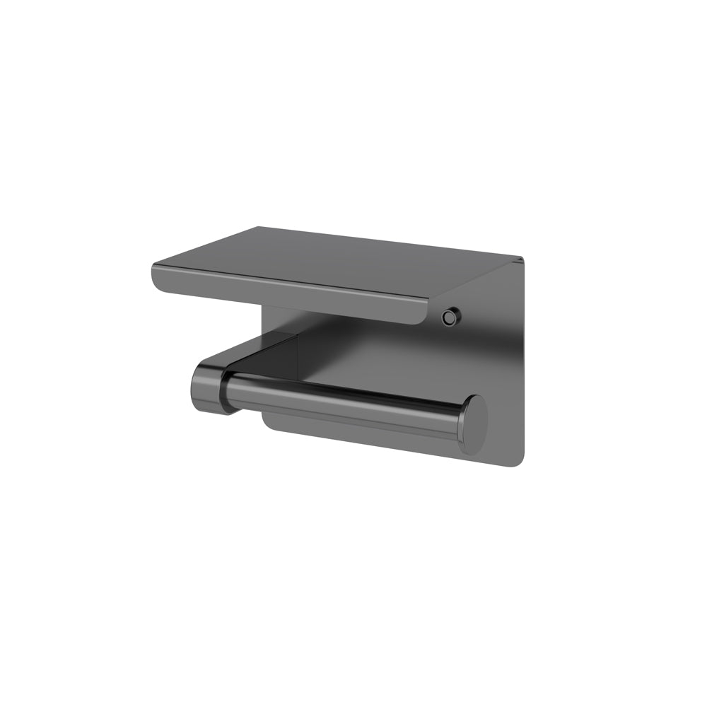AMOZA TOILET ROLL HOLDER WITH SHELF 140MM GUN METAL