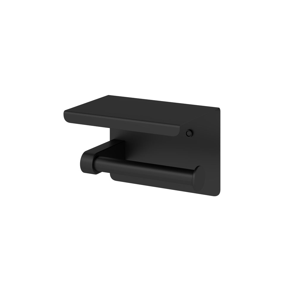 AMOZA TOILET ROLL HOLDER WITH SHELF 140MM MATTE BLACK
