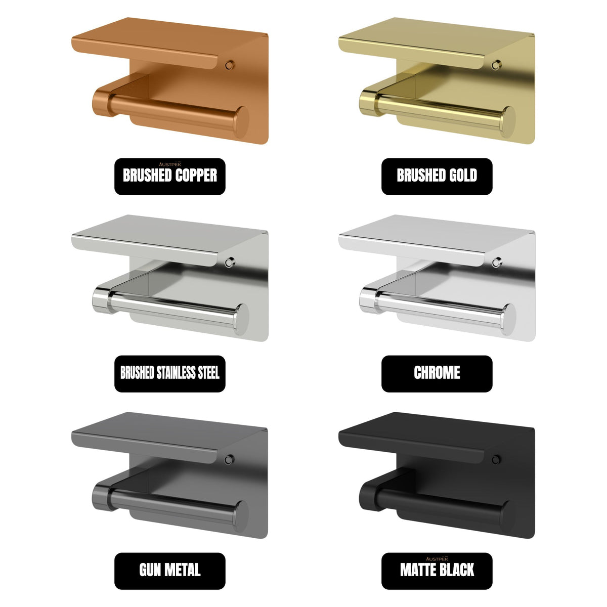 AMOZA TOILET ROLL HOLDER WITH SHELF 140MM GUN METAL