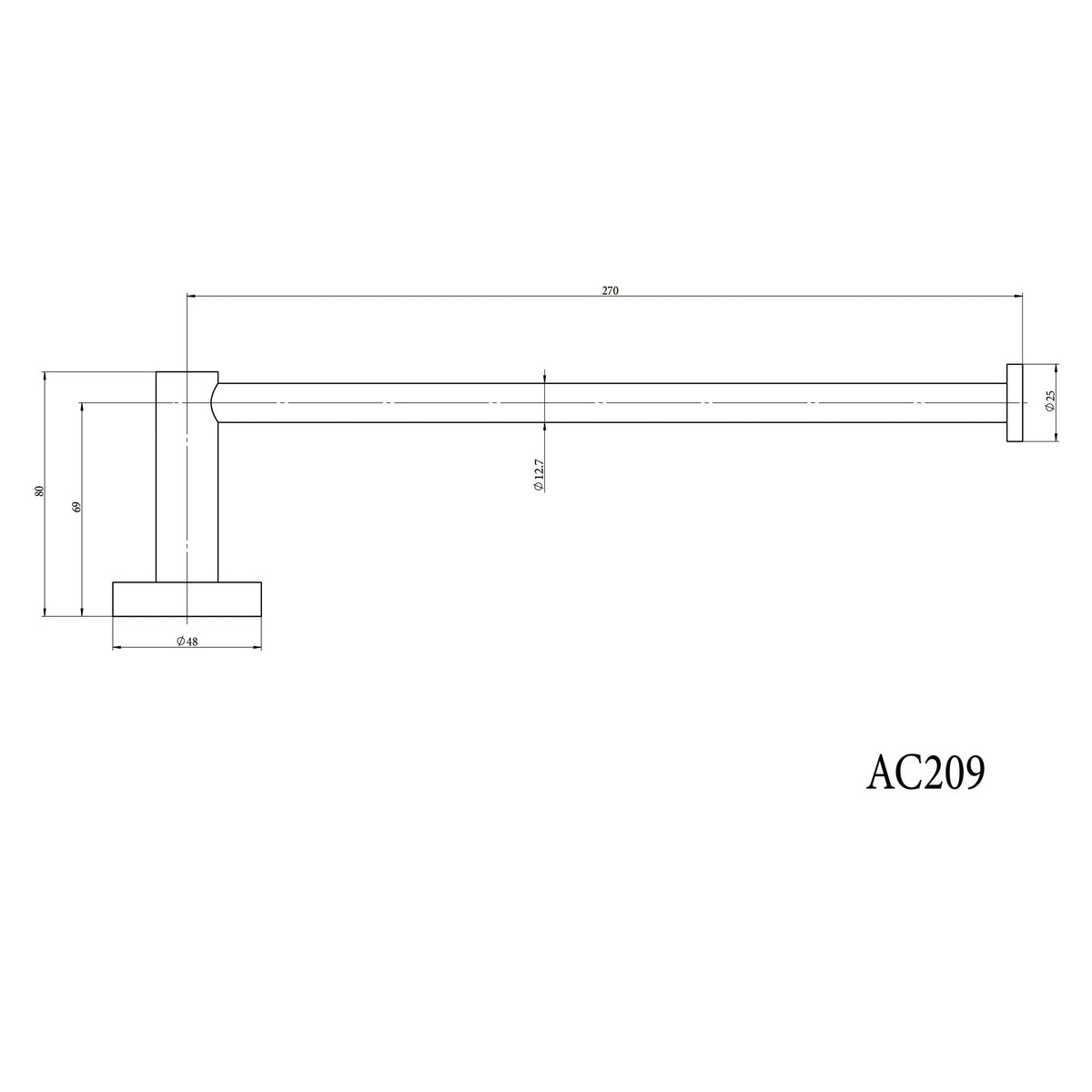 AMOZA TOWEL HOLDER 270MM GUN METAL