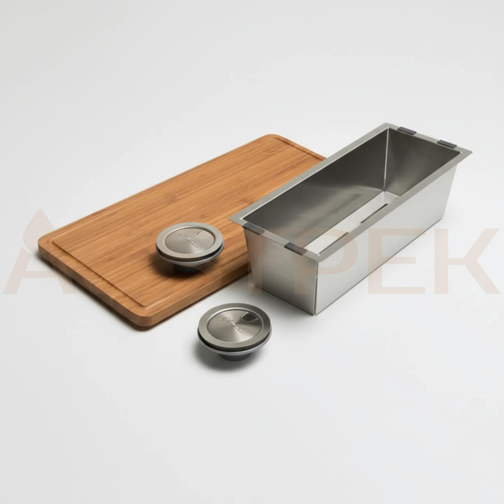 OLIVERI APOLLO 1 & 3/4 OFFSET BOWL KITCHEN SINK WITH TAPHOLE STAINLESS STEEL 750MM