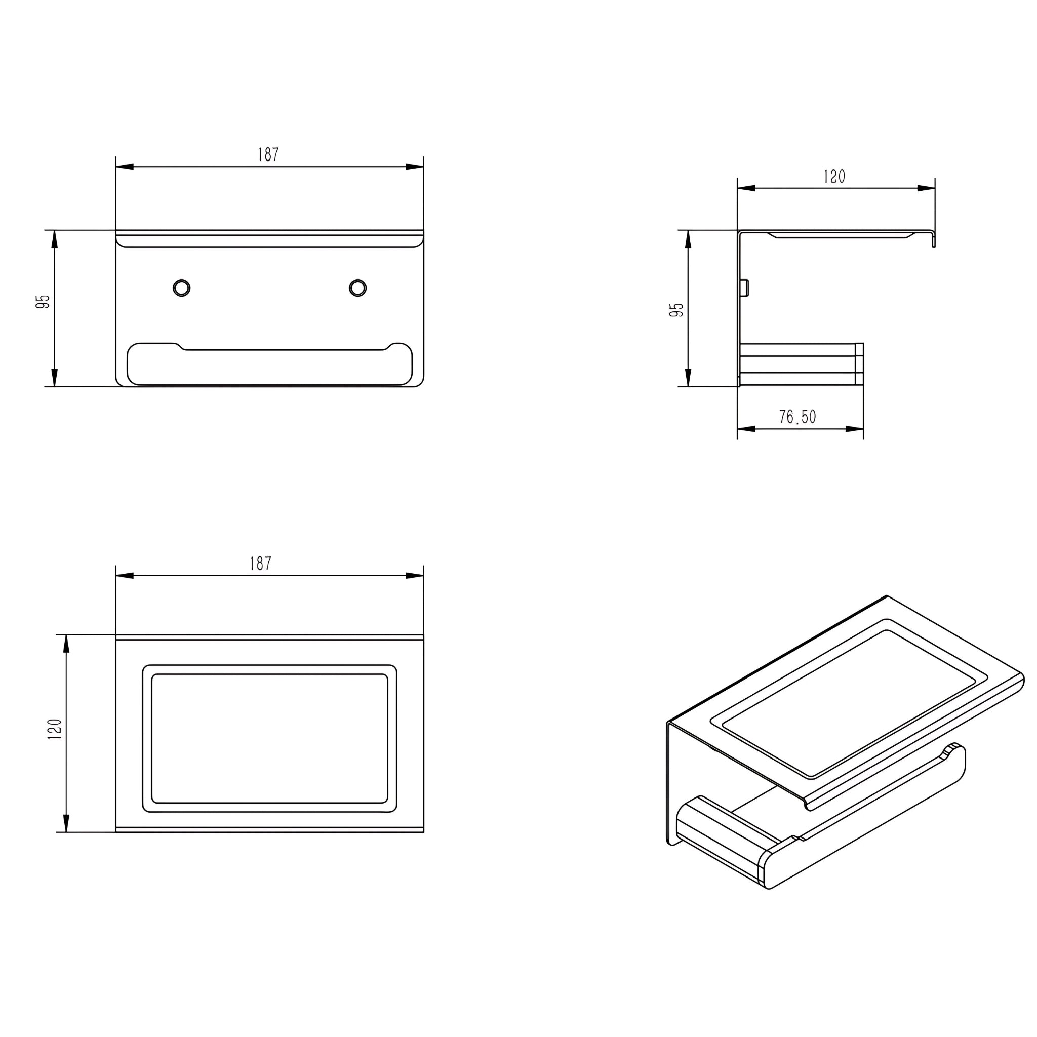 OSKAR PAPER HOLDER 187MM CHROME