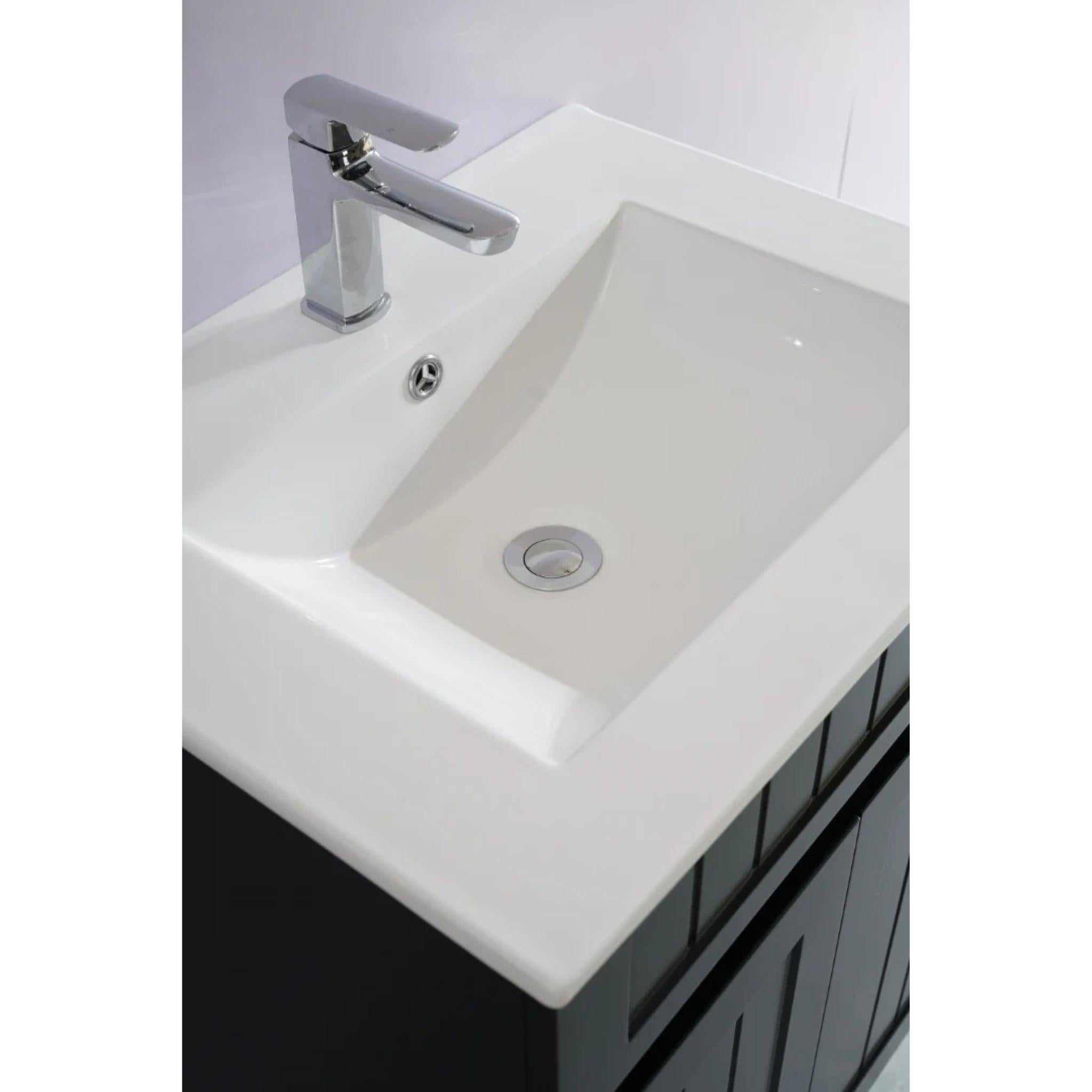 CETO ACACIA SHAKER MATTE BLACK 600MM SINGLE BOWL FLOOR STANDING VANITY