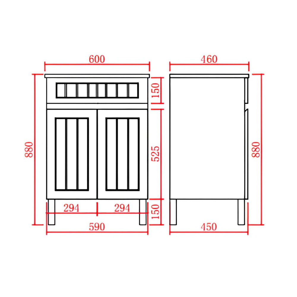CETO ACACIA SHAKER MATTE BLACK 600MM SINGLE BOWL FLOOR STANDING VANITY