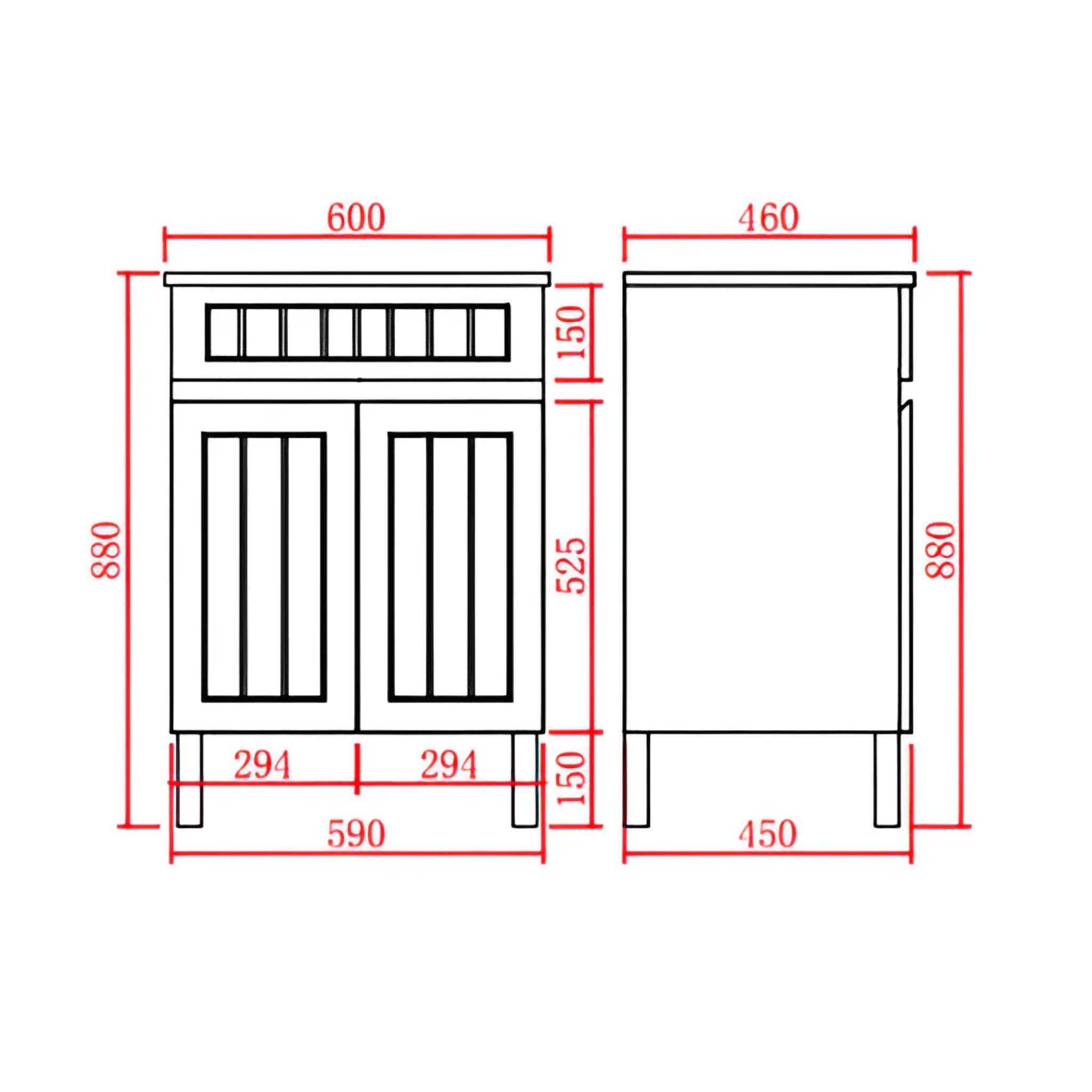 CETO ACACIA SHAKER MATTE BLACK 600MM SINGLE BOWL FLOOR STANDING VANITY