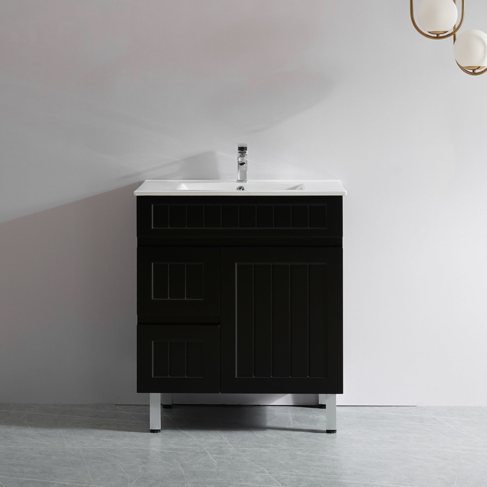 CETO ACACIA SHAKER MATTE BLACK 750MM SINGLE BOWL FLOOR STANDING VANITY (AVAILABLE IN LEFT AND RIGHT HAND DRAWER)