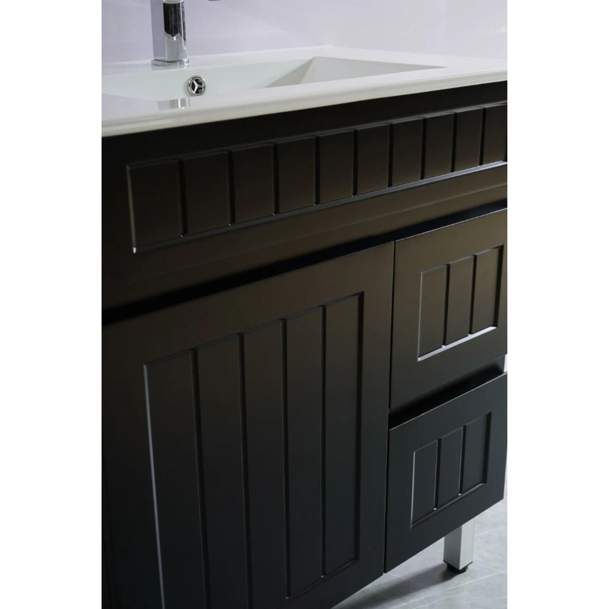 CETO ACACIA SHAKER MATTE BLACK 750MM SINGLE BOWL FLOOR STANDING VANITY (AVAILABLE IN LEFT AND RIGHT HAND DRAWER)
