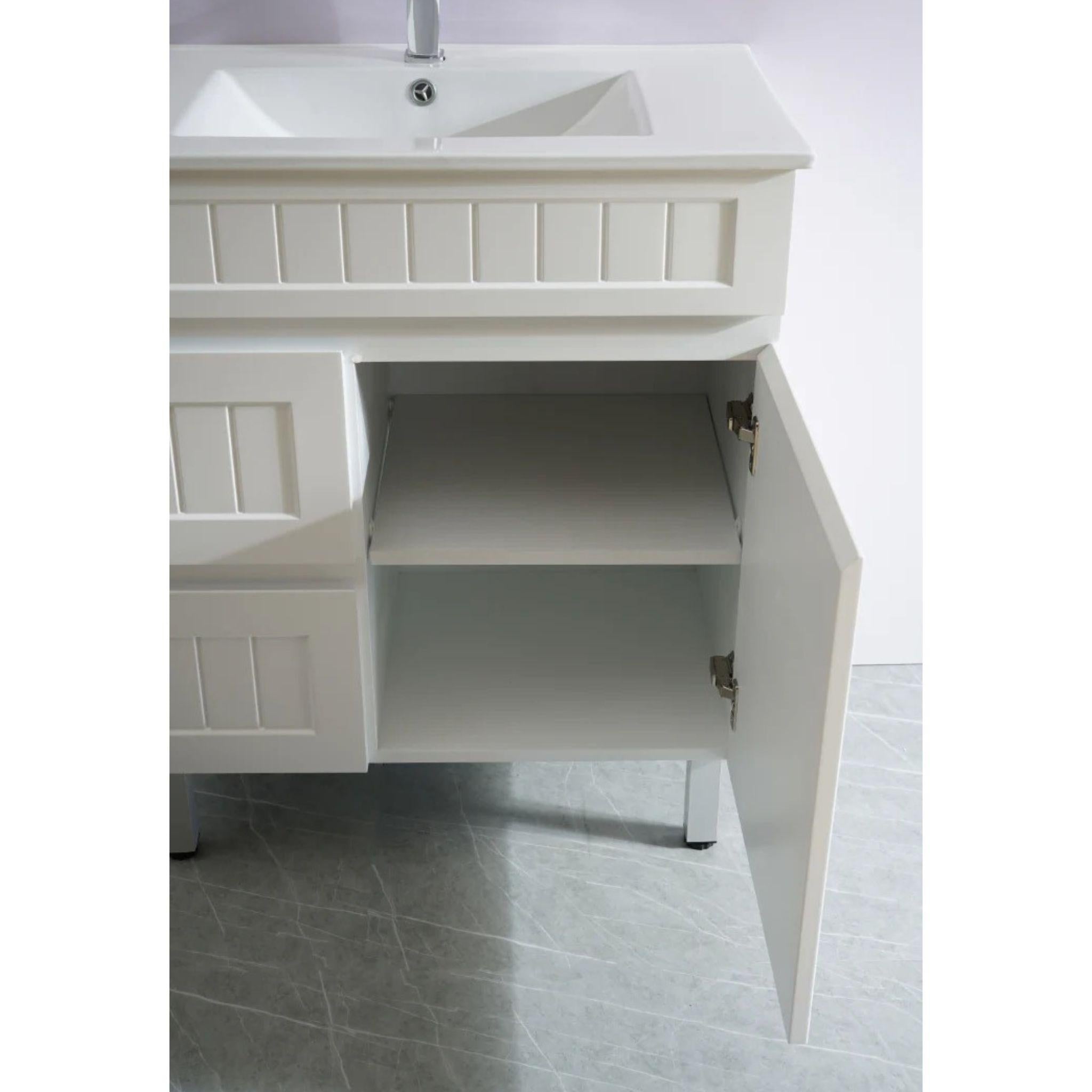 CETO ACACIA SHAKER MATTE WHITE 750MM FLOOR STANDING VANITY (AVAILABLE IN LEFT HAND DRAWER AND RIGHT HAND DRAWER)
