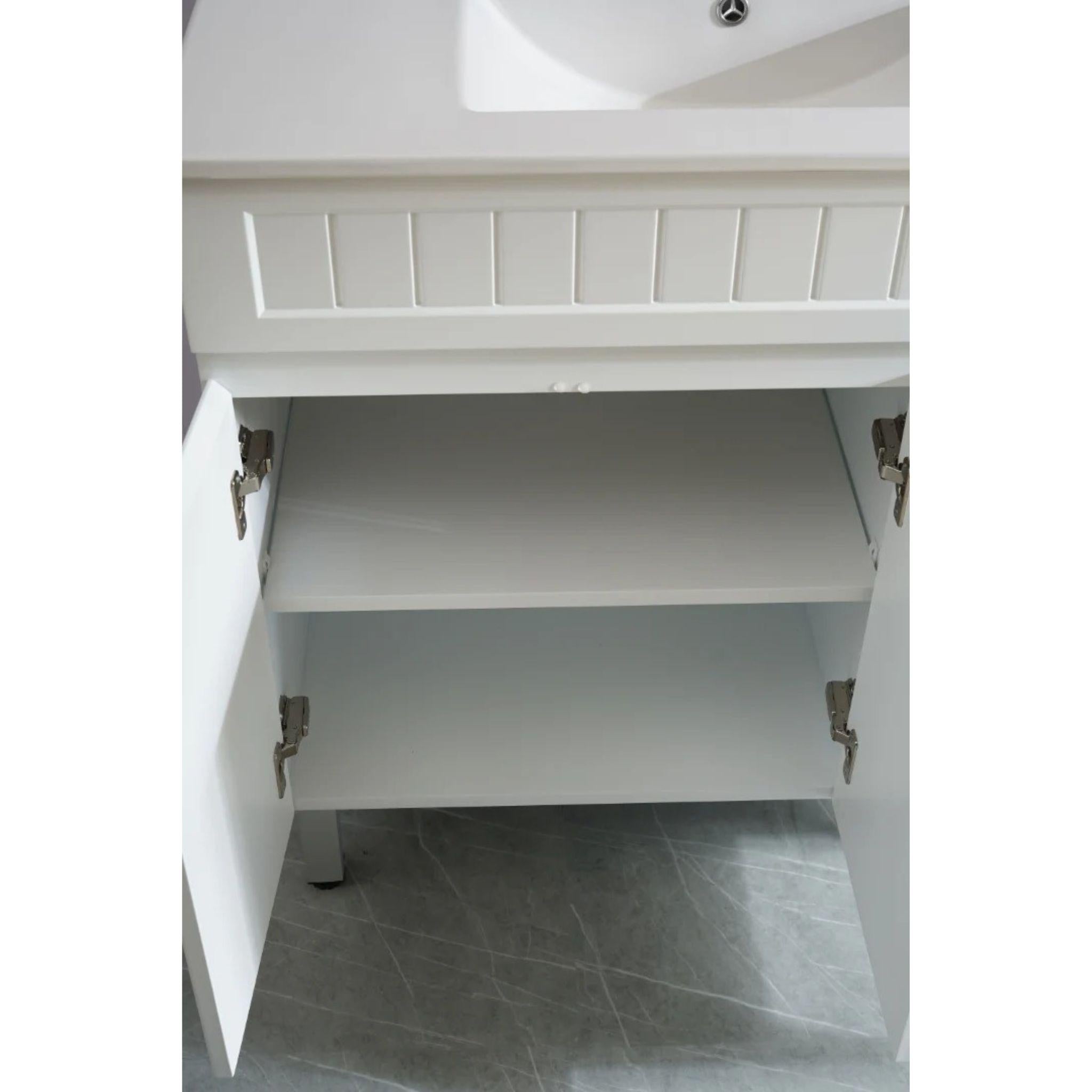 CETO ACACIA SHAKER MATTE WHITE 900MM SINGLE BOWL FLOOR STANDING VANITY (AVAILABLE IN LEFT AND RIGHT HAND DRAWER)