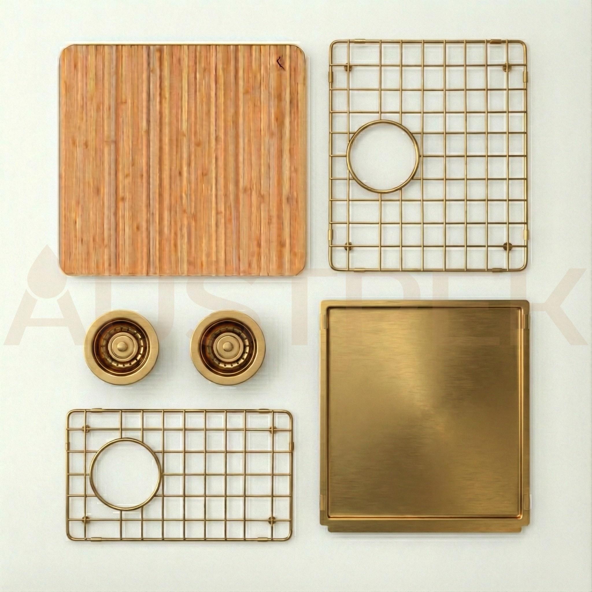 OLIVERI SPECTRA 1 & 1/2 BOWL KITCHEN SINK BRUSHED GOLD 790MM