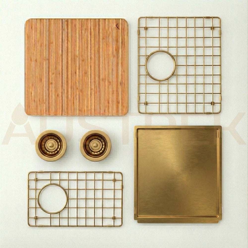 OLIVERI SPECTRA 1 & 1/2 BOWL KITCHEN SINK BRUSHED GOLD 790MM