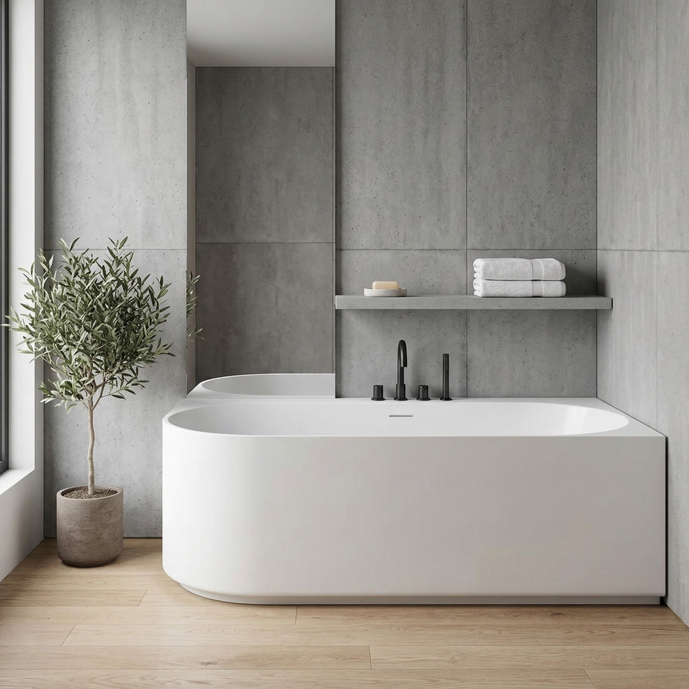 ATTICA CELINE RIGHT CORNER BATHTUB WITH OVERFLOW MATTE WHITE (AVAILABLE IN 1500MM AND 1700MM)