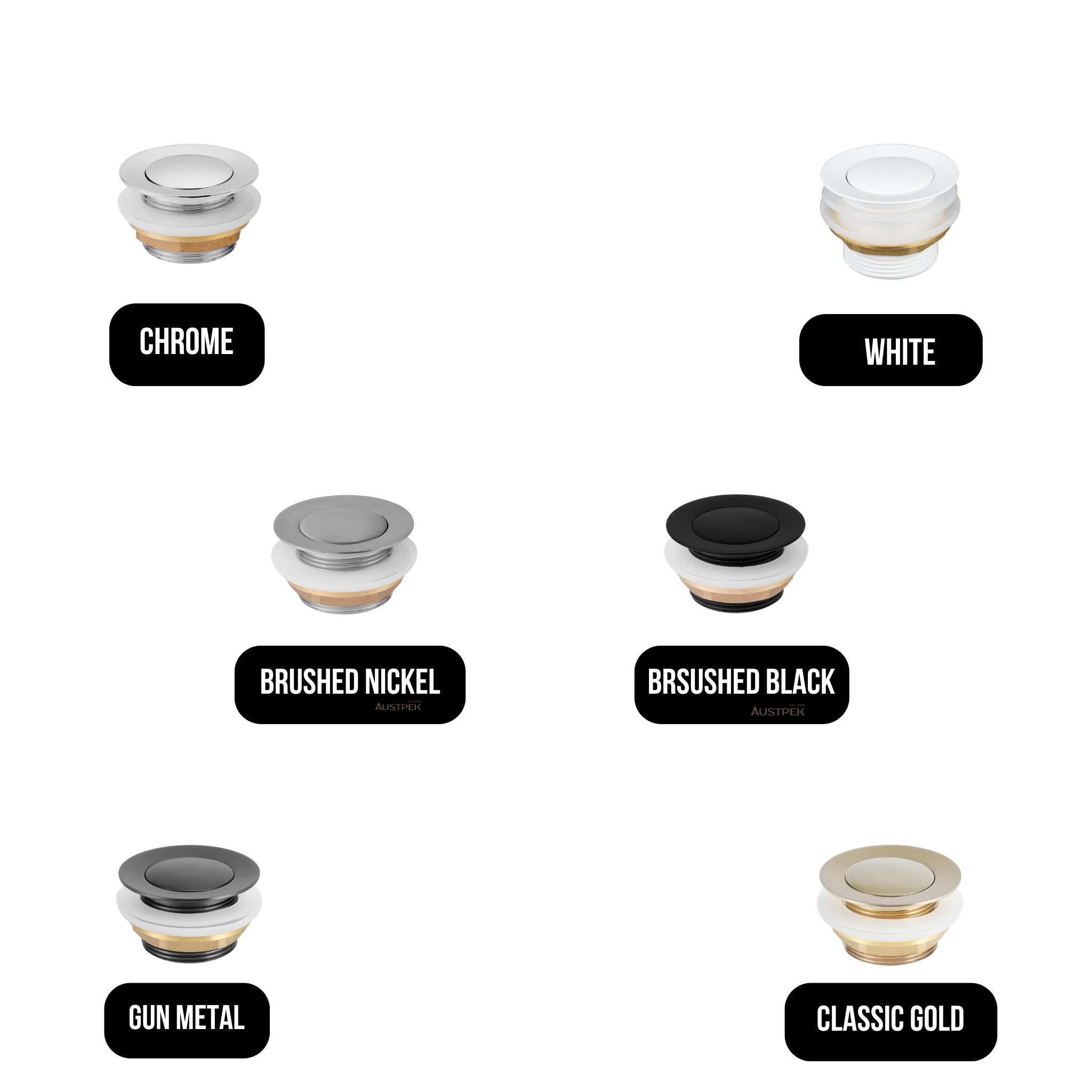 OLIVERI POP UP BATH WASTE 40MM BRUSHED BLACK