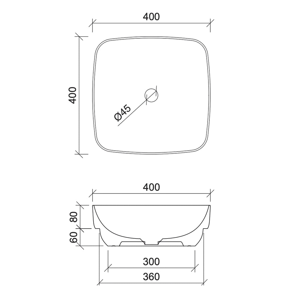 TIMBERLINE ADDISON INSET BASIN GLOSS WHITE 400MM