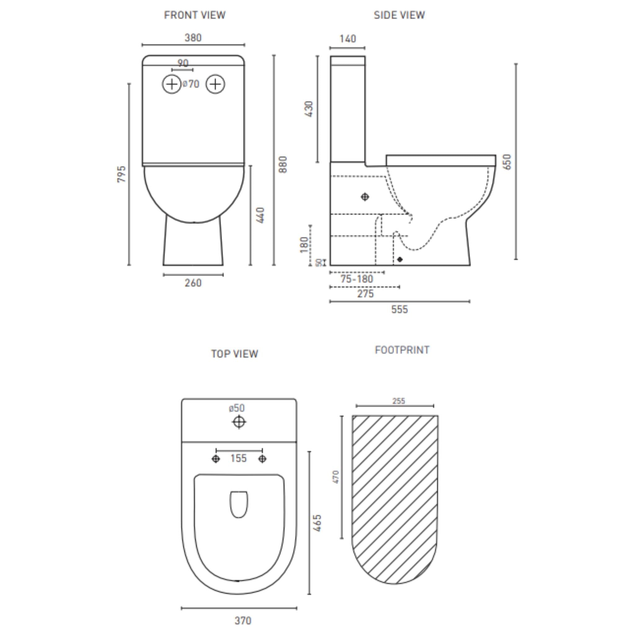 DECINA ADATTO EZI HEIGHT RIMLESS BACK-TO-WALL TOILET SUITE GLOSS WHITE