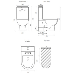 DECINA ADATTO EZI HEIGHT RIMLESS BACK-TO-WALL TOILET SUITE GLOSS WHITE