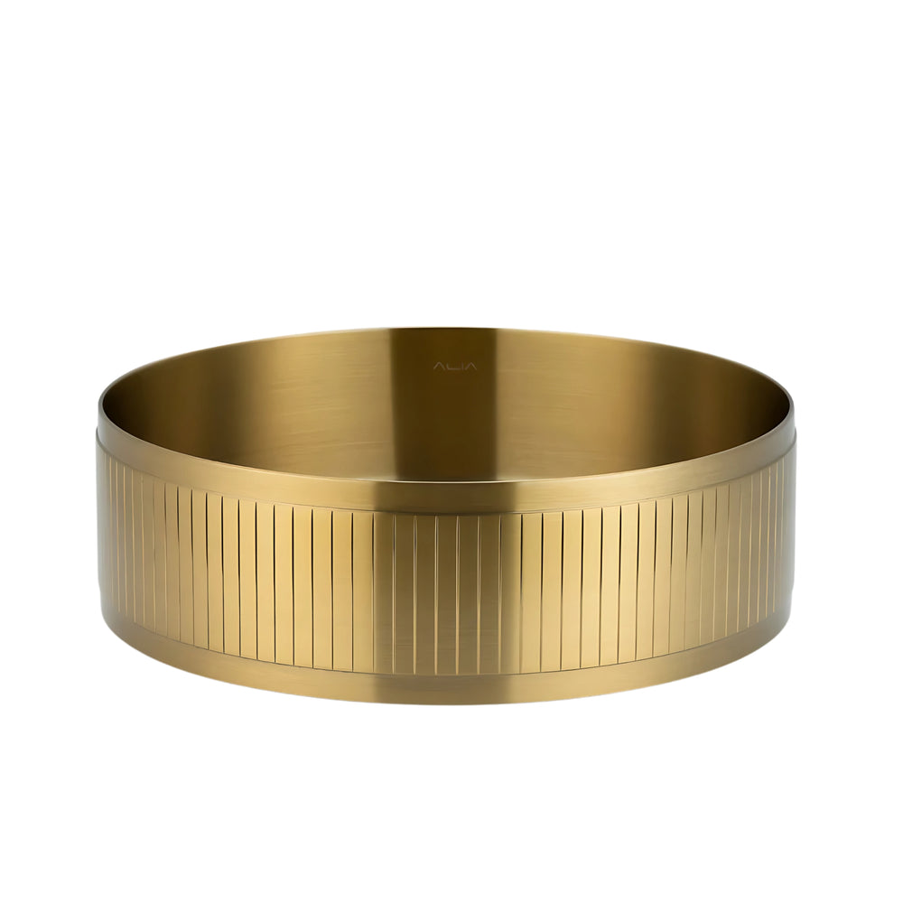 ALIA TEXTURED-SS ABOVE COUNTER BASIN STAINLESS STEEL BRUSHED GOLD 400MM