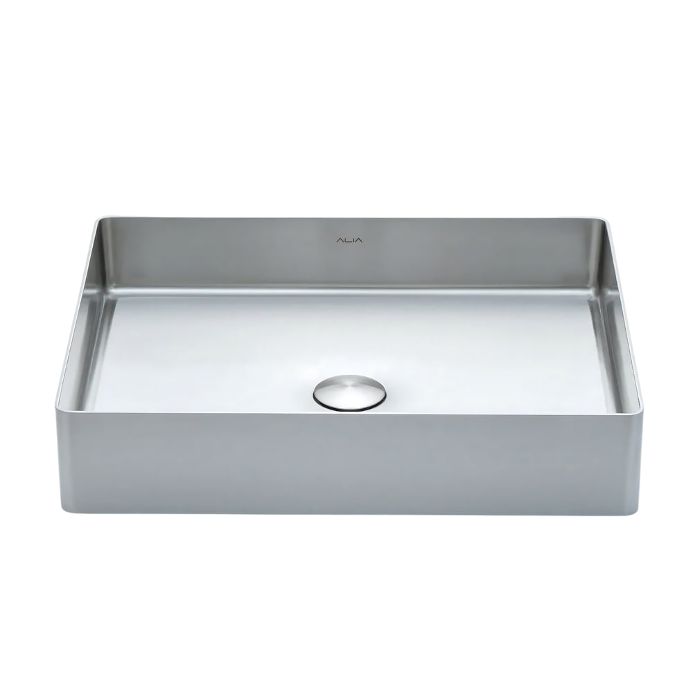 ALIA SS ABOVE COUNTER BASIN STAINLESS STEEL BRUSHED SILVER 500MM