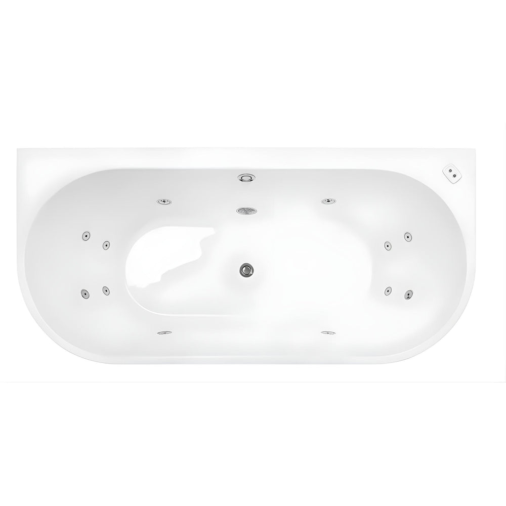 DECINA ALEGRA CONTOUR BACK-TO-WALL FREESTANDING SPA BATHTUB GLOSS WHITE (AVAILABLE IN 1500MM AND 1700MM) WITH 12-JETS
