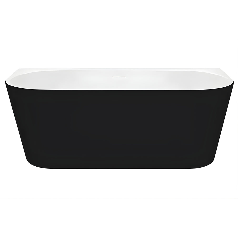 DECINA ALEGRA BACK-TO-WALL BATH WITH INTEGRATED OVERFLOW GLOSS BLACK 1700MM