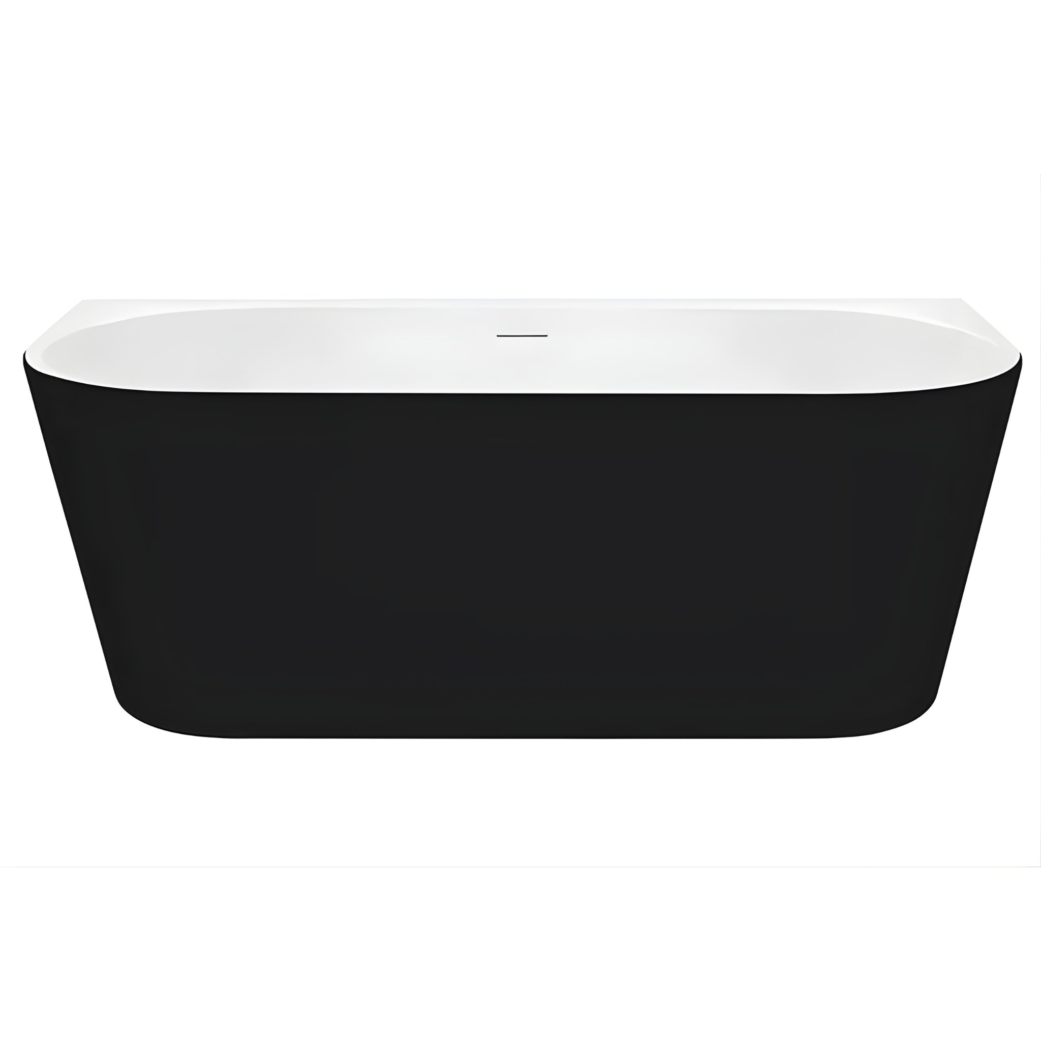 DECINA ALEGRA BACK-TO-WALL BATH WITH INTEGRATED OVERFLOW GLOSS BLACK 1700MM