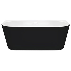 DECINA ALEGRA BACK-TO-WALL BATH WITH INTEGRATED OVERFLOW GLOSS BLACK 1700MM