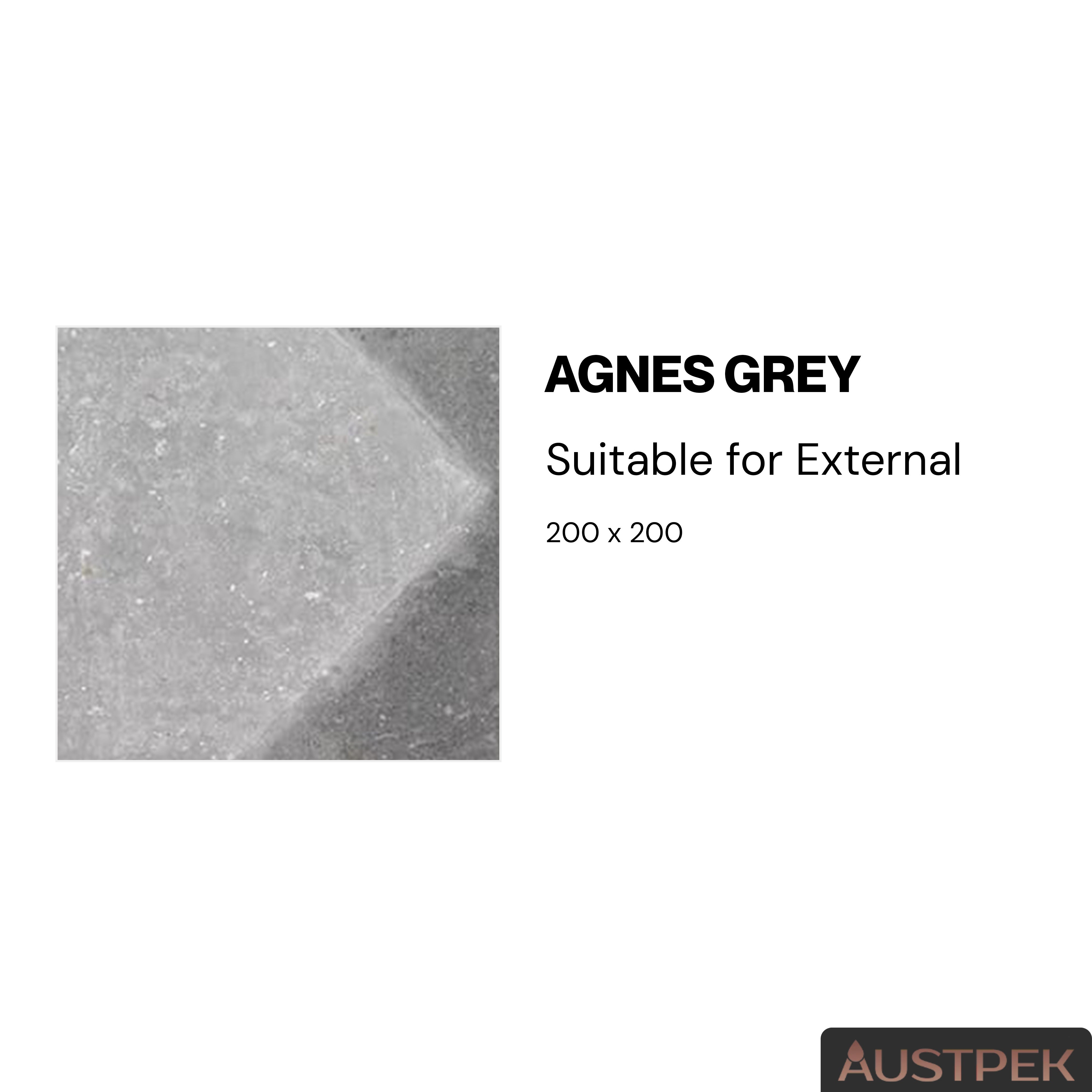 DUNE CERAMICA AGNES GREY MATTE 200X200MM SQUARE TILE (PER BOX)