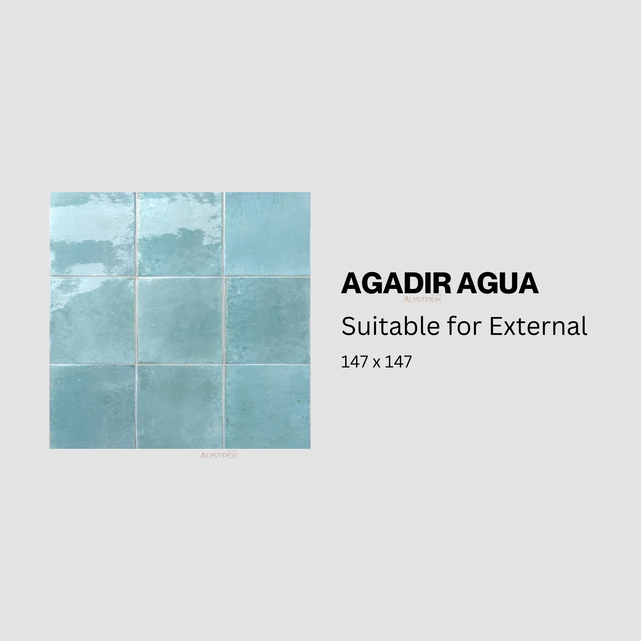 DUNE CERAMICA AGADIR AGUA ULTRA GLOSS 147X147MM SQUARE TILE (PER BOX)