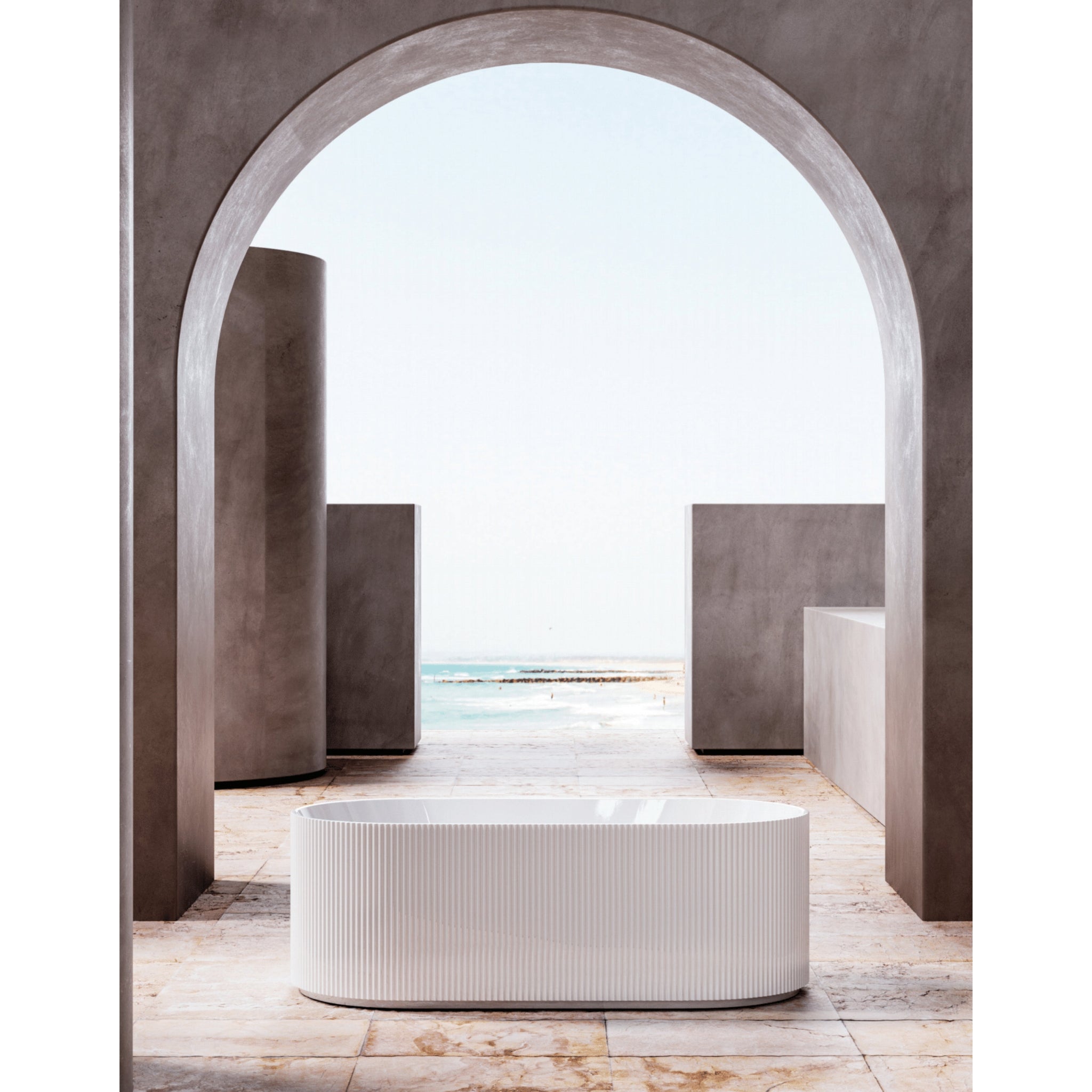 CETO ALLY GROOVE OVAL FREESTANDING BATH GLOSS WHITE (AVAILABLE IN 1500MM AND 1700MM)