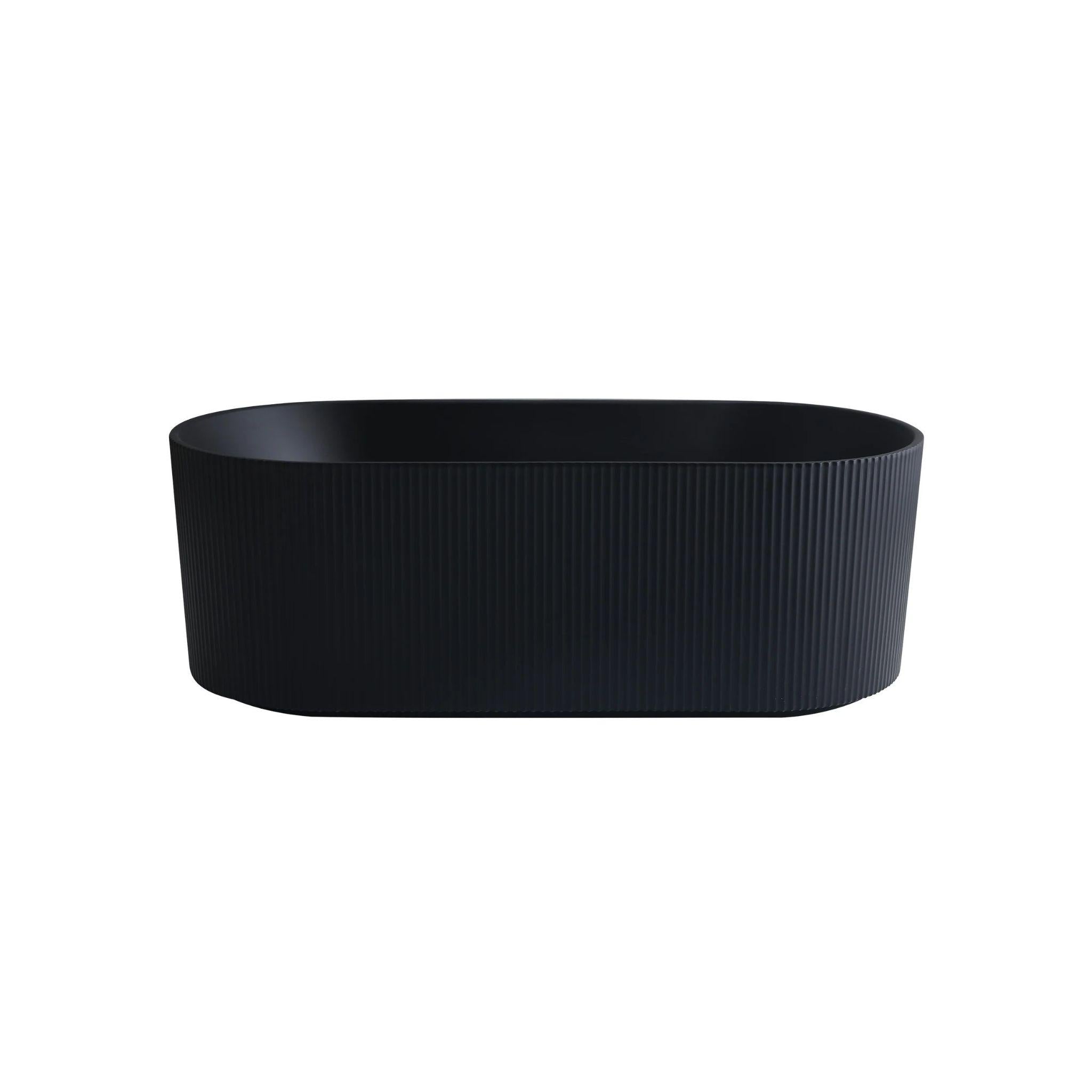 CETO ALLY GROOVE OVAL FREESTANDING BATH MATTE BLACK (AVAILABLE IN 1500MM AND 1700MM)