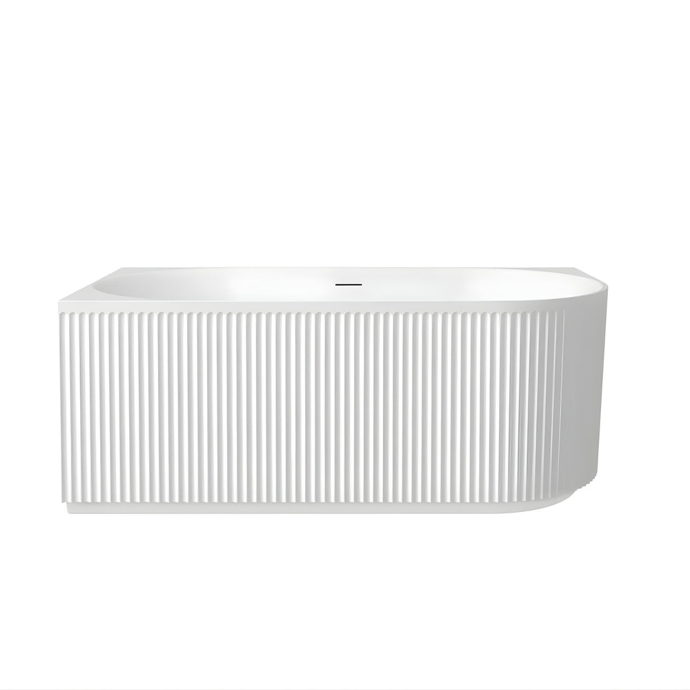 ATTICA HAVANA FLUTED LEFT CORNER BATHTUB WITH OVERFLOW GLOSS WHITE (AVAILABLE IN 1500MM AND 1700MM)