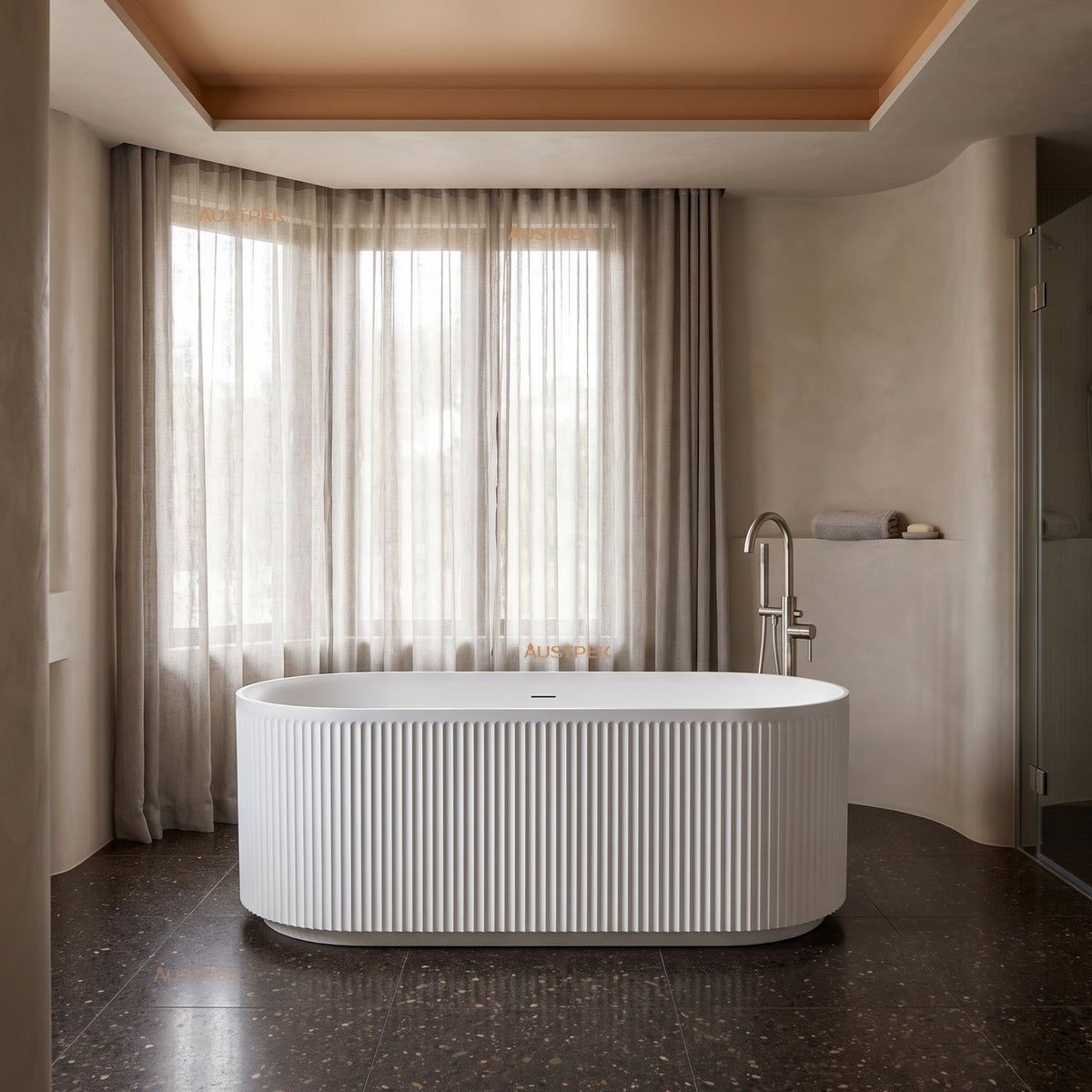 ATTICA HAVANA FLUTED FREESTANDING BATHTUB WITH INTEGRATED OVERFLOW MATTE WHITE (AVAILABLE IN 1500MM AND 1700MM)