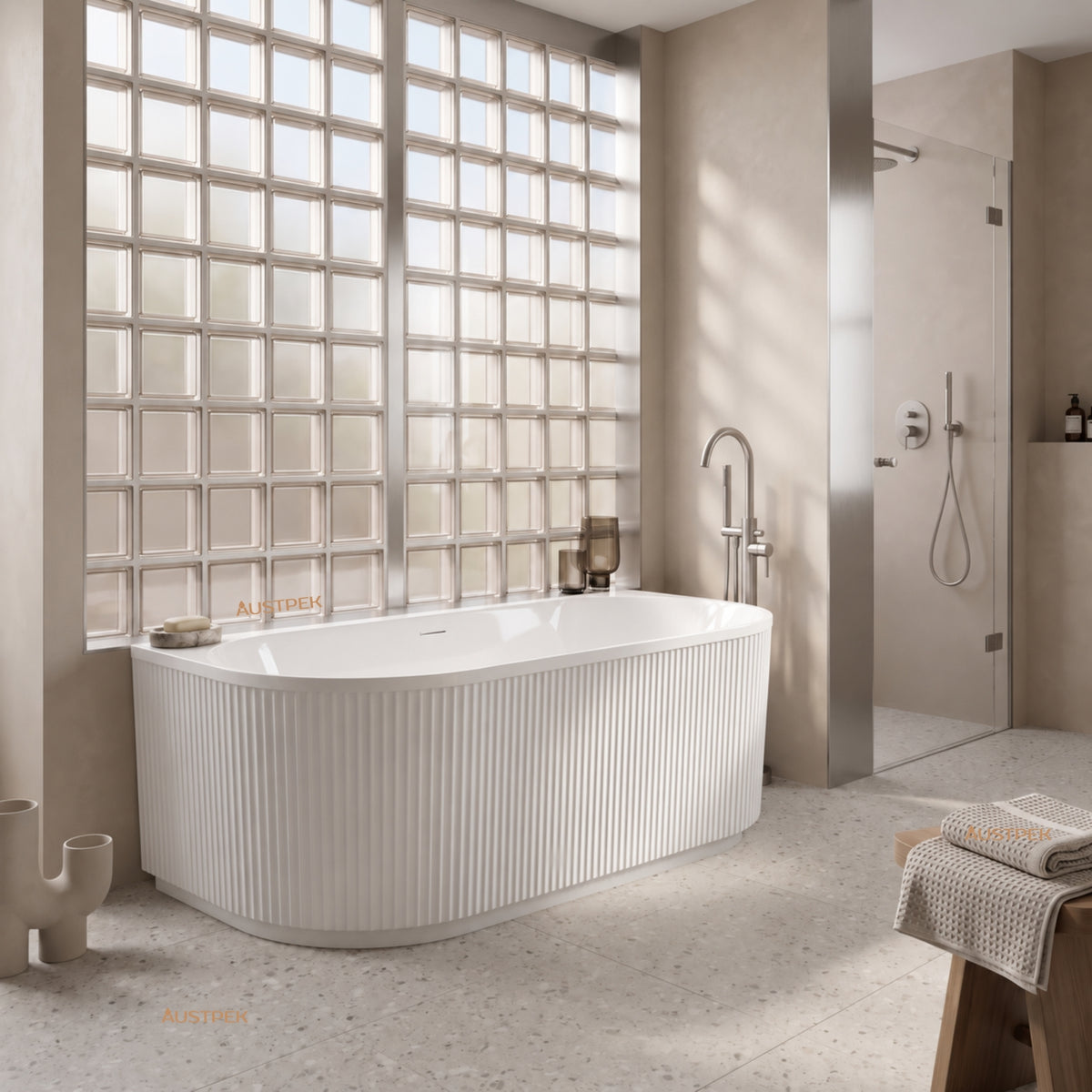 ATTICA HAVANA FLUTED MULTI-FIT BATHTUB WITH INTEGRATED OVERFLOW GLOSS WHITE (AVAILABLE IN 1500MM AND 1700MM)