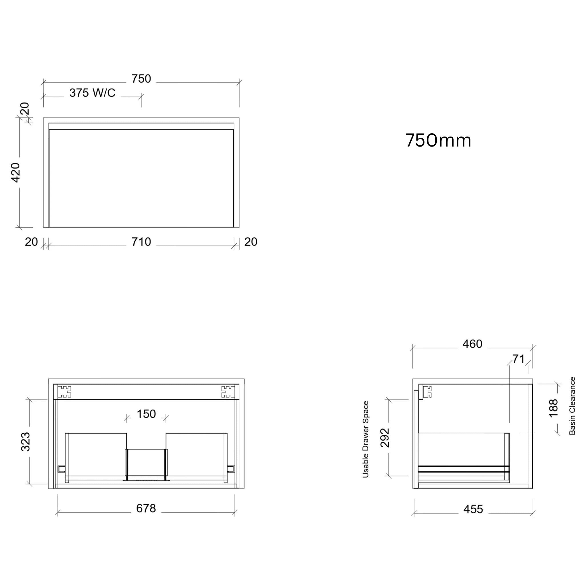 TIMBERLINE AINSWORTH CUSTOM WALL HUNG VANITY (ALL SIZING)