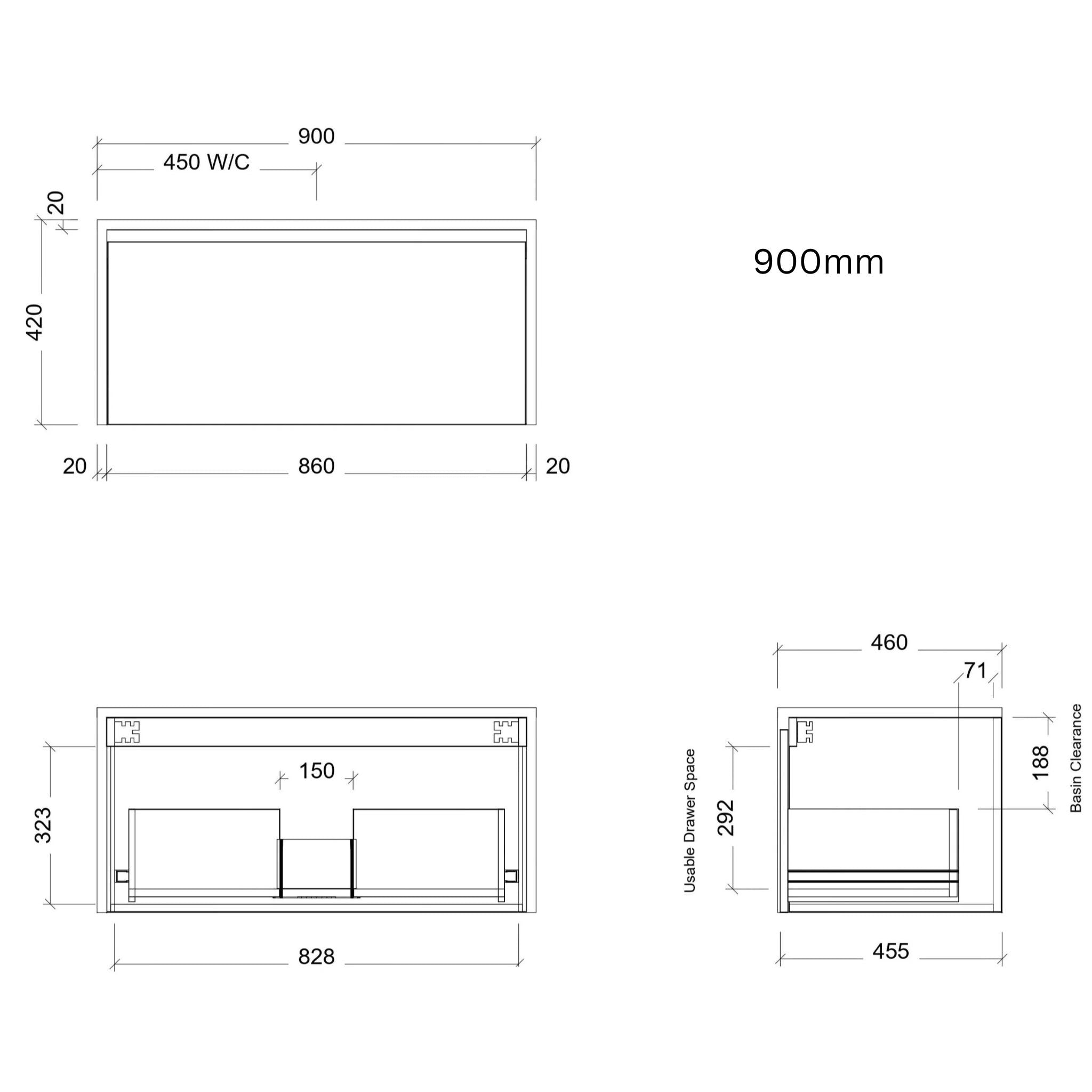 TIMBERLINE AINSWORTH CUSTOM WALL HUNG VANITY (ALL SIZING)