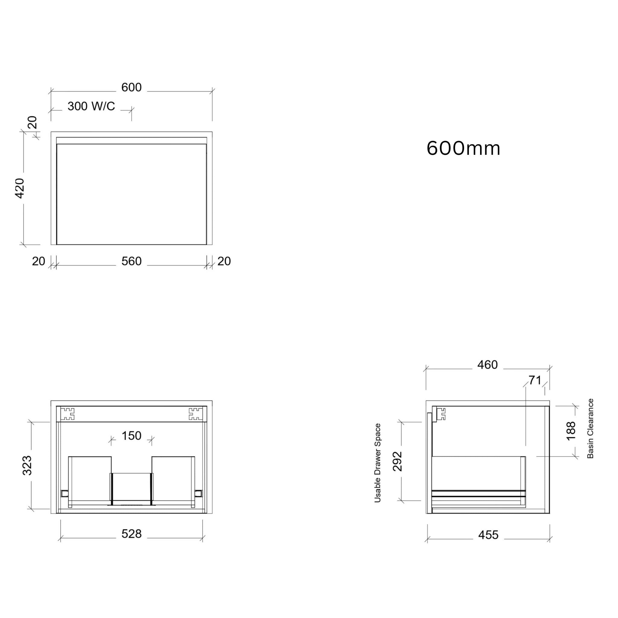 TIMBERLINE AINSWORTH CUSTOM WALL HUNG VANITY (ALL SIZING)