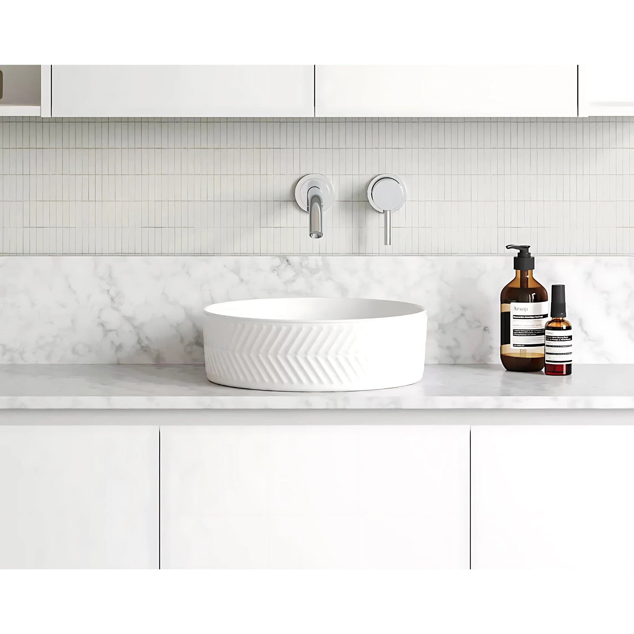TIMBERLINE ALLURE ARROW ABOVE COUNTER BASIN GLOSS WHITE 360MM