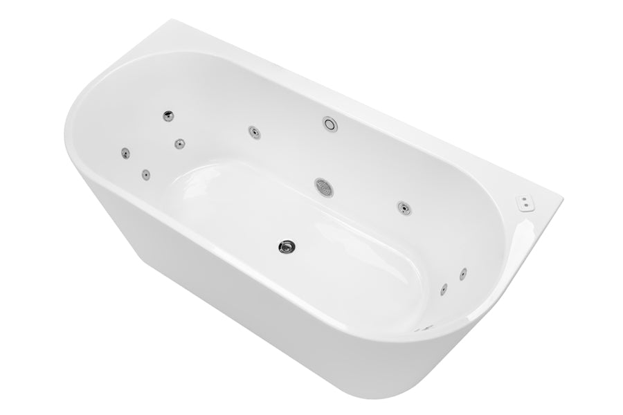 DECINA ALEGRA CONTOUR BACK-TO-WALL FREESTANDING SPA BATHTUB GLOSS WHITE (AVAILABLE IN 1500MM AND 1700MM) WITH 12-JETS