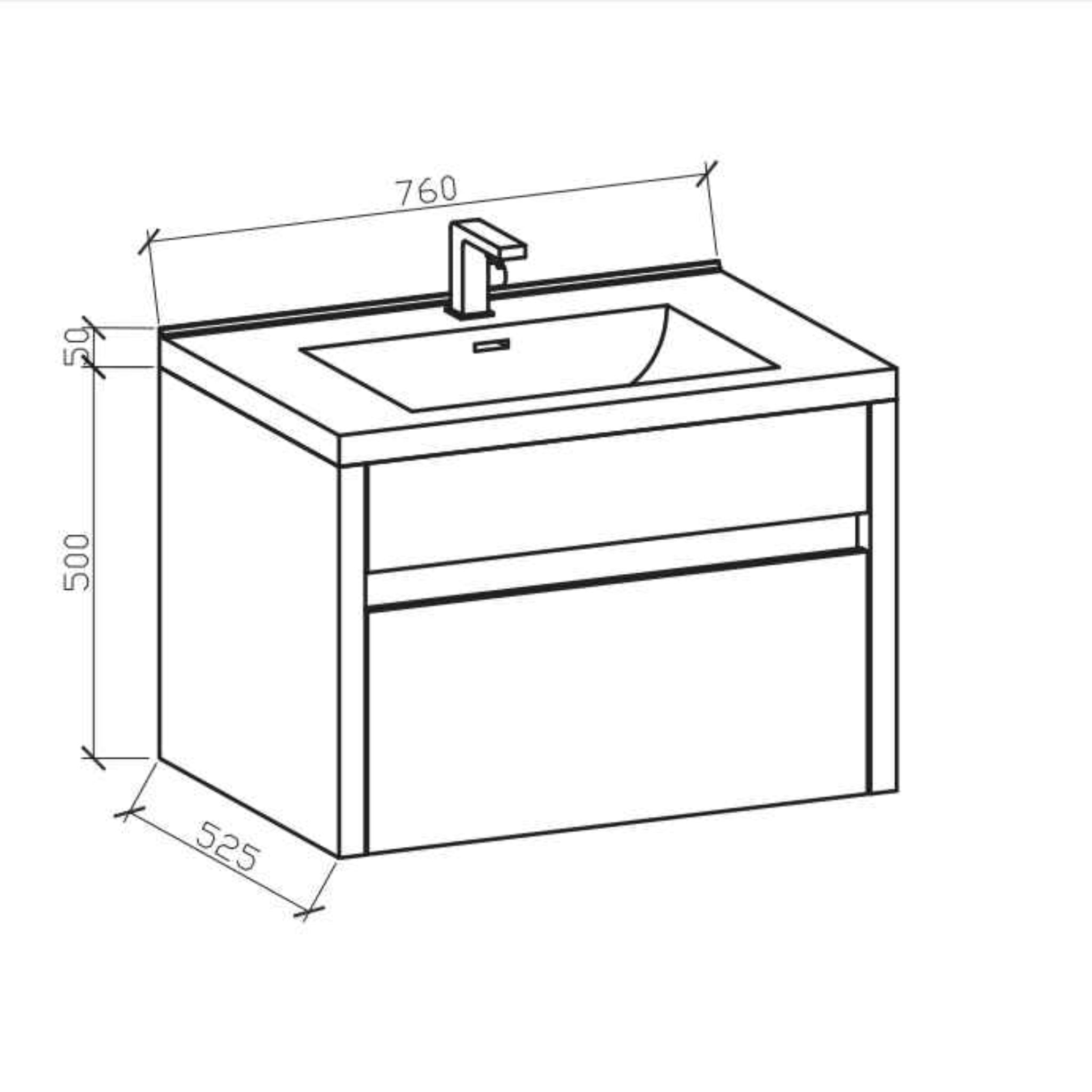 BELBAGNO ALEXANDRA GLOSS WHITE 760MM SINGLE BOWL WALL HUNG VANITY AND BASIN