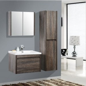 BELBAGNO ALEXANDRA SILVER OAK 760MM SINGLE BOWL WALL HUNG VANITY AND BASIN