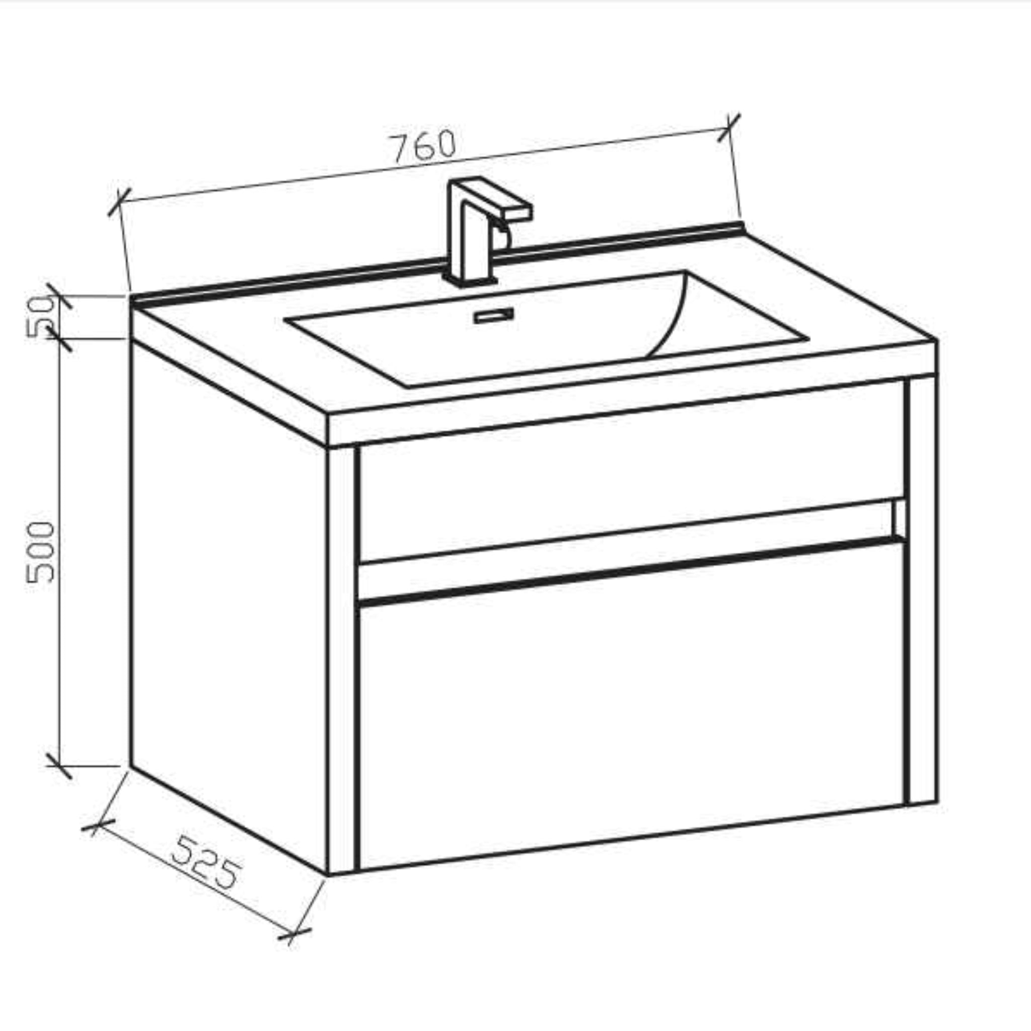 BELBAGNO ALEXANDRA SILVER OAK 760MM SINGLE BOWL WALL HUNG VANITY AND BASIN