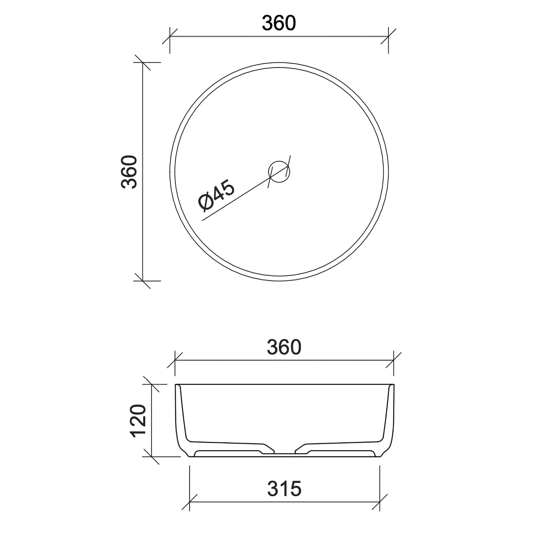 TIMBERLINE ALLURE ABOVE COUNTER BASIN MATTE LIGHT GREY 360MM