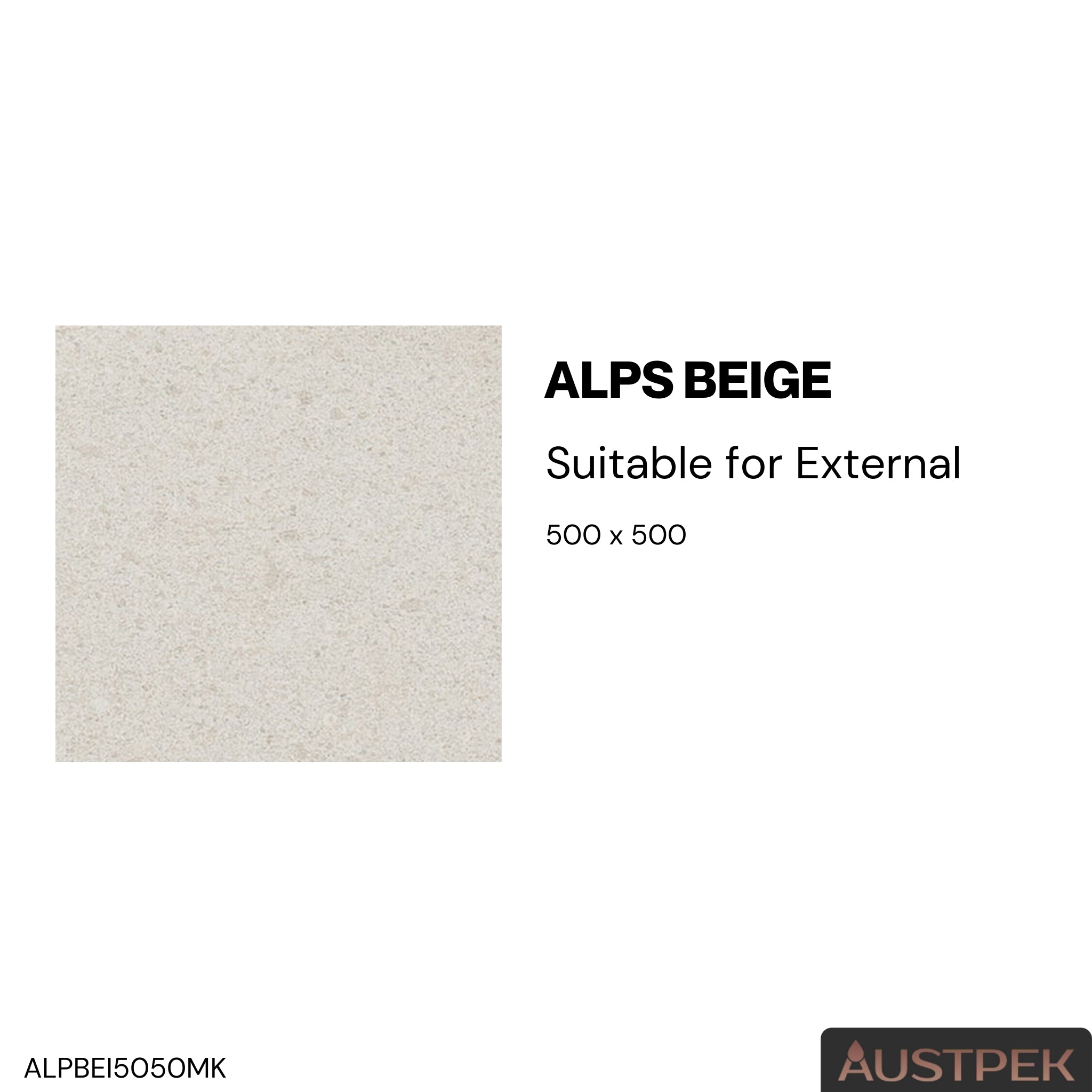 ELITE IMPORTERS ALPS BEIGE MATTE 500X500MM SQUARE TILE (PER BOX)