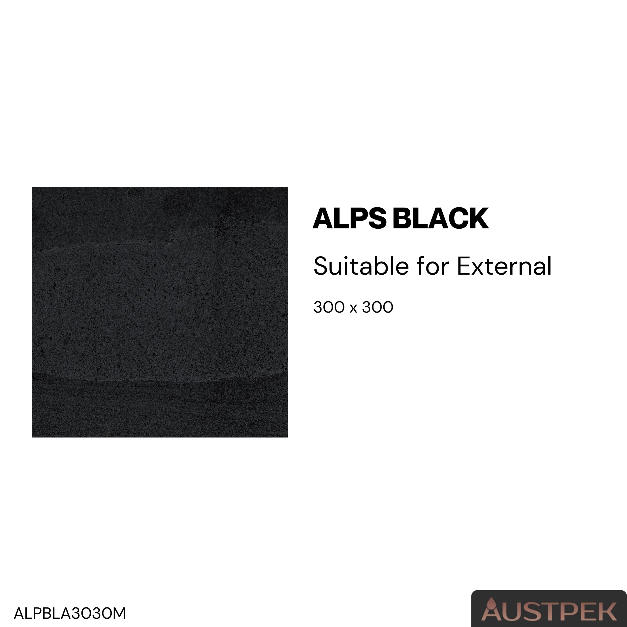 ELITE IMPORTERS ALPS BLACK MATTE 300X300MM SQUARE TILE (PER BOX)