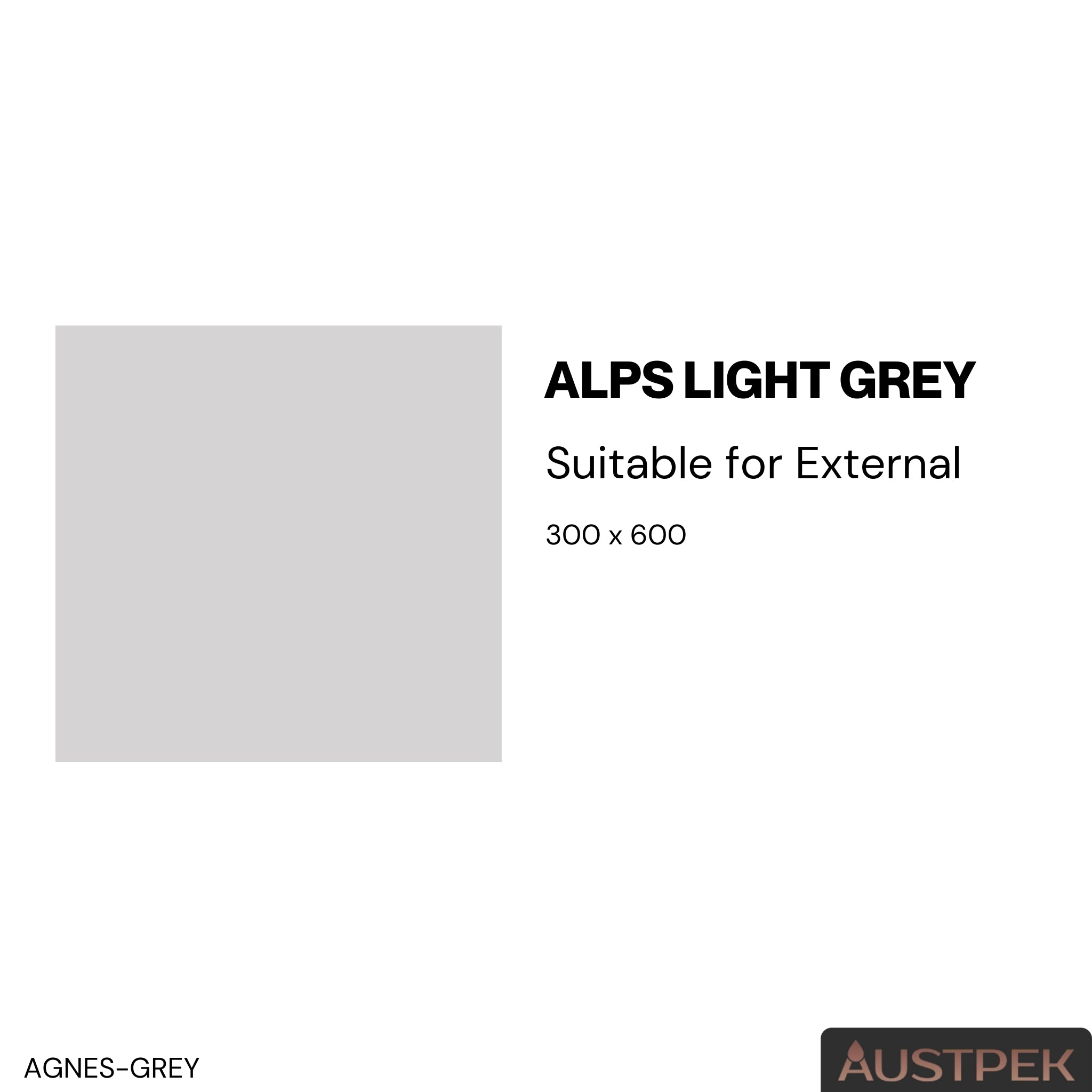 ELITE IMPORTERS ALPS LIGHT GREY MATTE 300X600MM RECTANGULAR TILE (PER BOX)