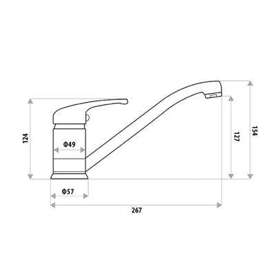 AMOZA TRADE SINK MIXER WITH KWIK FIT 267MM CHROME