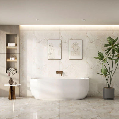 MERCIO ANNA BACK TO WALL BATHTUB GLOSS WHITE (AVAILABLE IN 1500MM AND 1700MM)